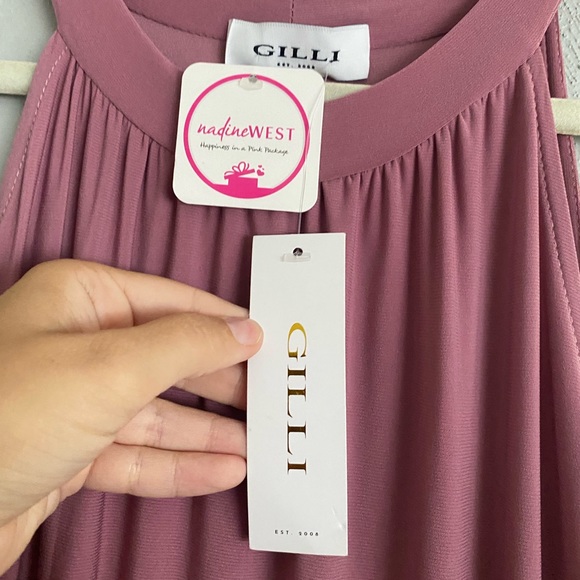 Gilli Maxi Dress Size Medium Pink Halter Stretchy Comfort Wedding Party Workwear - Picture 3 of 9